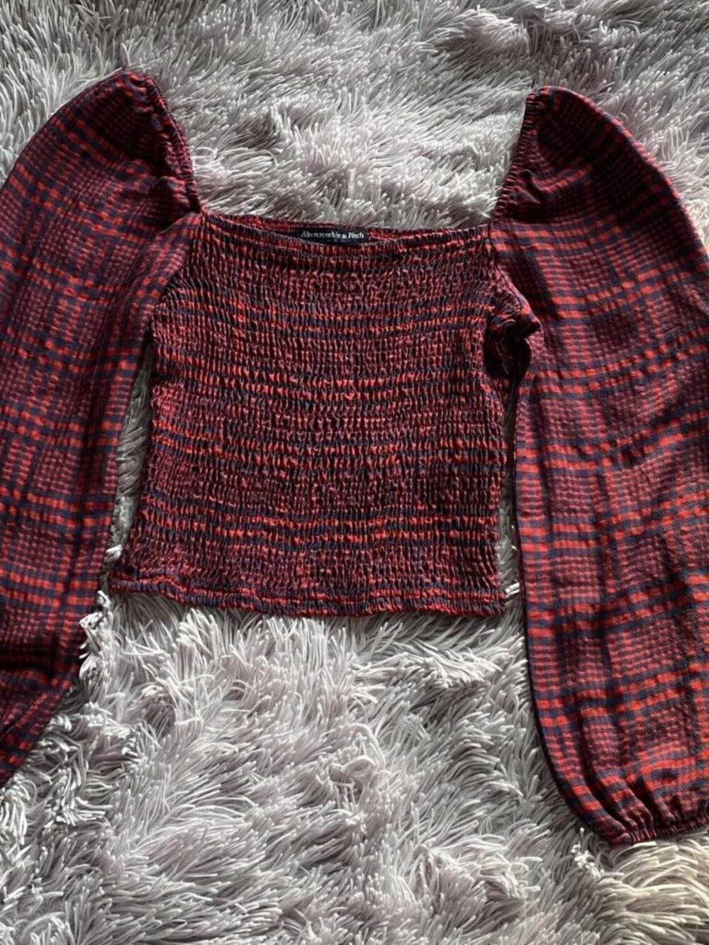 Abercrombie & Fitch Red Navy Plaid Blouse